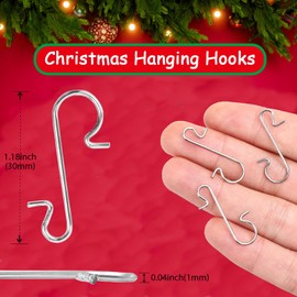 Daxtril 200PCS Christmas Ornament Hooks Xmas Metal Wire Hooks S-Shaped Hangers with Storage Box for Ornament Hooks Christmas Tree Decoration (Silver)