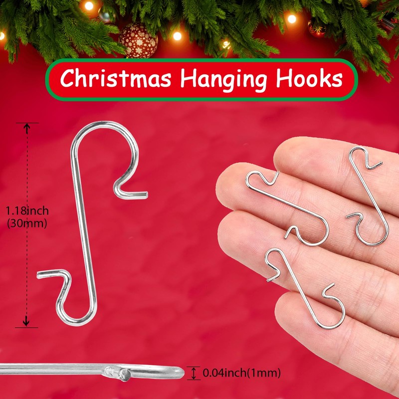 Daxtril 200PCS Christmas Ornament Hooks Xmas Metal Wire Hooks S-Shaped