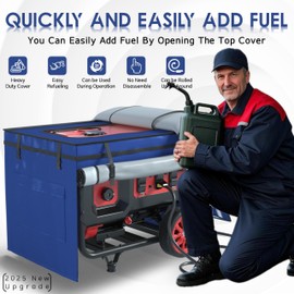 GEHENG Generator Covers, Generator Covers While Running, 32X24X24 inches, Top Can be Opened, With Tool Bag and Visual Operation Window, Suitable for 3000W-12000W Frame Generator, Blue