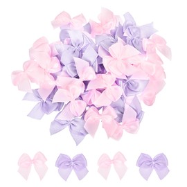sourcing map 50Pcs Mini Ribbon Bow 1" Mini Fabric Satin Ribbon Flower Bows for Craft DIY Sewing Wedding Birthday Party Pink & Purple