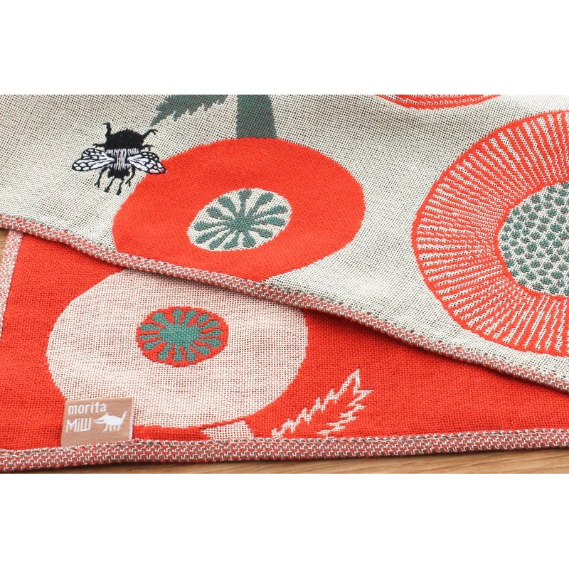 Kusubashi Mon Ori Morita MiW Gauze Handkerchief, Bumblebee, Beige A-64794-86-BE
