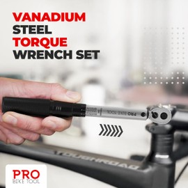 PRO BIKE TOOL Torque Wrench and Torque Screwdriver Set - Precision Tool for Bike Maintenance - 1/4 Inch Drive - 2 to 20 Nm - Complete Kit with Allen, Torx, Extension - with Protective Case
