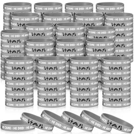 Gemscream 400 Pcs Christian Religious Bracelet He Came Died Arose Ascended Coming Back Wristbands Witness Bracelet Gospel Message Jesus Christian Wristbands Easter Gifts