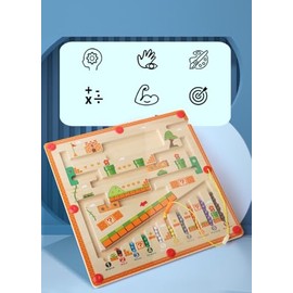 Gobus Mushroom House Beads Maze Pen Driving Maze Puzzle Maths Colour Early Learning Educational Hand-eye Cooperation Board Game Interactive Maze Toys for Children