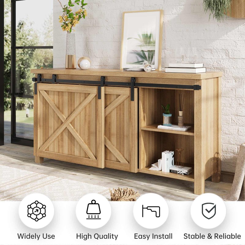 EaseLife 5 FT Mini Cabinet Bypass Sliding Barn Door Hardware