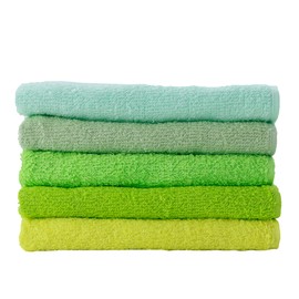 Muco Towel, Light Face Towel, Assorted Set, Thin, Quick Drying, Made in Japan, Senshu Towels, Set of 5, Green Assortment