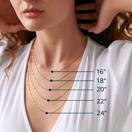 PAVOI Italian Solid 925 Sterling Silver, 22K Gold Plated Chain Necklaces | Snake, Square Box, Cable, Super Flex Curb, Miami Cuban and Rope Diamond-Cut Herringbone Necklace for Women and Men | MADE IN