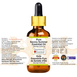 Greenwood Essential Pure Savory Summer Essential Oil (Satureja hortensis) with Glass Dropper Steam Distilled 10ml (0.33 oz)