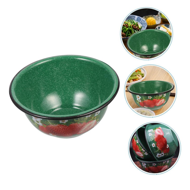 Mikinona Enamel Mixing Basin Sturdy Enamel Soup Bowl for Kitchen