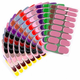 Semi-Cured Gel Nail Strips for DIY Manicure – 14/16 Full-Cover Solid Color Nail Stickers for Easy At-Home Nail Styling