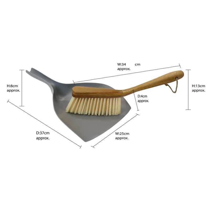 JVL 20-305 Bamboo Dustpan and Bristle Brush Set, Natural