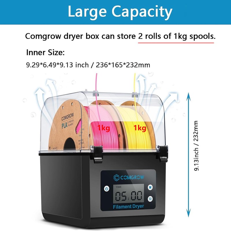 Comgrow 3D Printer Filament Dryer Box, Comgrow 3D Filament Storages,