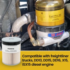 Kofil FS19915 Fuel Filter, for Freightliner Trucks DD13, DD15, DD16, X15, ISX15 Diesel Engine, Replaces P551011, PF9804, L9915F, 86655