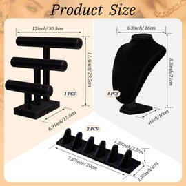 Barydat 7 Pcs Black Velvet Jewelry Display Set Jewelry Displays for Shows, Necklace Bracelet Holder Jewelry Bust Display Holder Stand Ring Display Stand for Selling Jewelry Craft Showcase Organizer