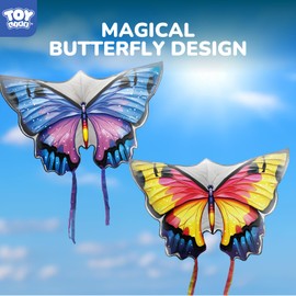 TOY Life Kites for Kids Ages 4-8, 2 Pack 48.4"x34.2" Large Butterfly Kite Beach Kite with 328.1Ft String Easy to Fly for Kids Adults, Gift for 3+ Girls Boys for Outdoor Game Activities