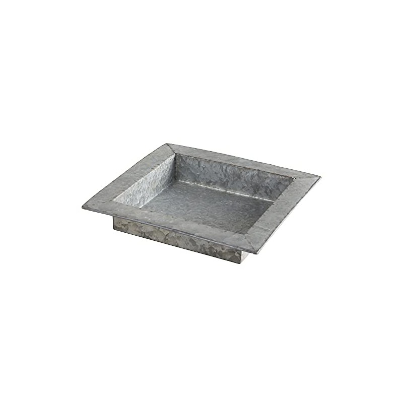 47th & Main Metal Decorative Tray, 9.4" Square, Galvanized