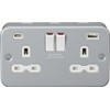 Knightsbridge Metal Clad 13A 2G SP Switched Socket with dual
