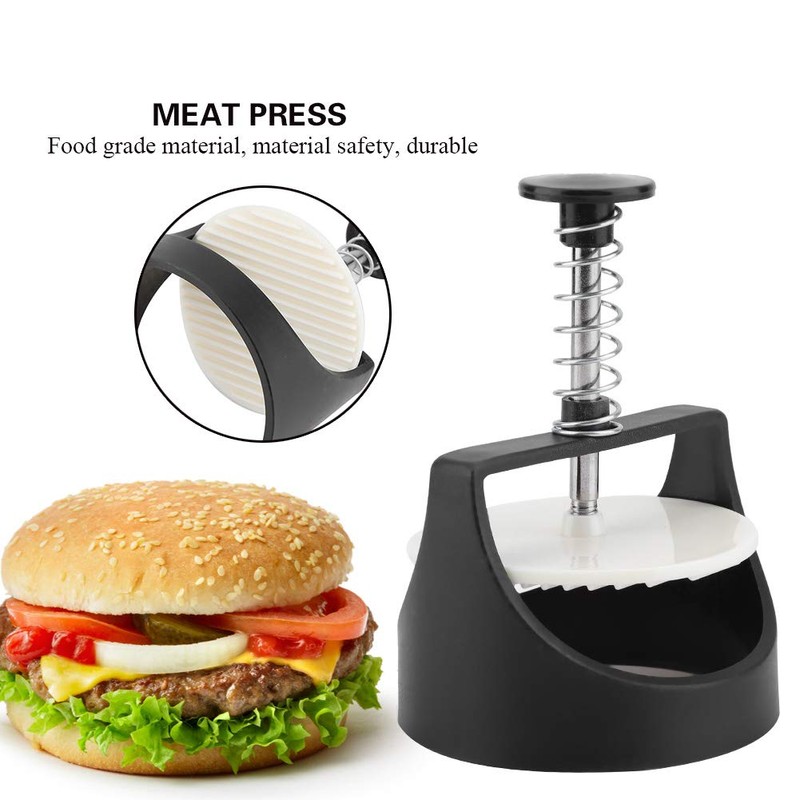 BORDSTRACT Spring-Loaded Stainless Steel Burger Press - Non-Stick Patty Maker