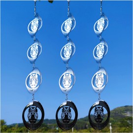 12 Disc Highly Reflective Owl Bird Scare, Extra Sparkly Owl Wind Spinner Outdoor Garden Decor, Bird Devices Deterrent to Scare Birds Squirrels Away for Yard Patio Farm