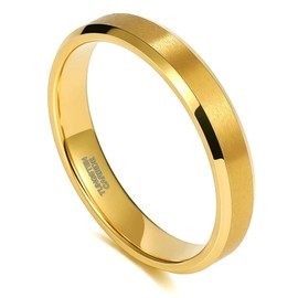 Zakk 4mm 6mm 8mm Gold Tungsten Wedding Band Ring for Men Women Promise Engagement Rings Matte Brushed Comfort Fit (4mm,Size J 1/2)