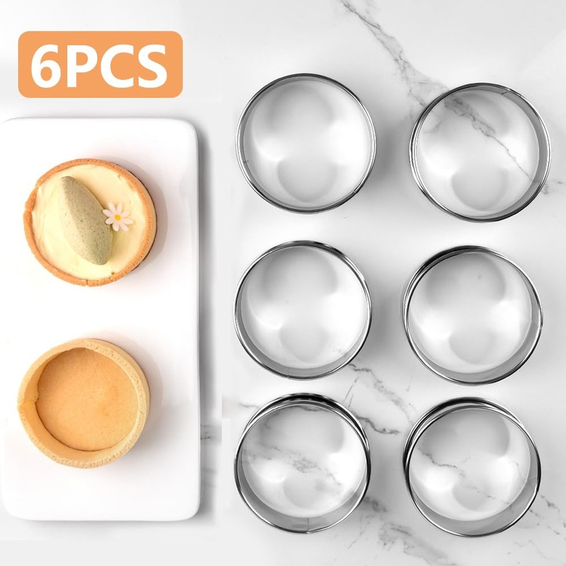 Guowall Crumpet Rings, Circular Double Rolled Edges Tart Rings, Stainless