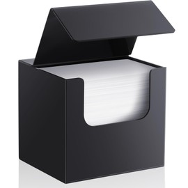 Briwooody Disposable Face Towel Storage Box Compatible with XL Acrylic Container Wall Mounted Clean Towel Holder for Facial Washcloth Supplies (Black)