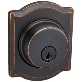 Schlage Lock Company B60CAM716 Single Cylinder Grade 1 Deadbolt with Decorative Camelot Rose, Aged Bronze