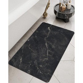 LUMI Bath Mat Rug, Non-Slip Rubber Super Absorbent Ultra-Thin Bathroom Rugs, Under Doors, Quick Dry Bathroom Floor Mats, Ideal for Shower, Tub and Sink, 17"x30", Black