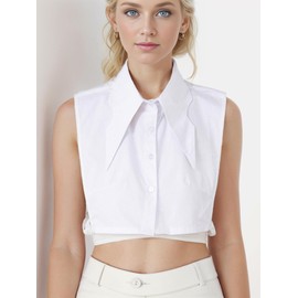 Eyibenlilan Cotton Detachable Pointed White Collar Fake Dicky Collar Cuellos Falsos Para Mujer Half Shirts for Women Layering(White+Black)