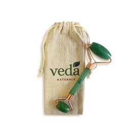 Veda Naturals Jade Roller - Soothing Face Massage for Skin - Jade Face Roller - Facial Massage - Lymphatic Drainage Effect - For a Rosy Glow