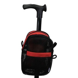 Cane Buddy - Secure Pouch, Carrying Bag for Cane, Walker, Crutches, Hiking Stick and Wheelchairs (Red- Small)