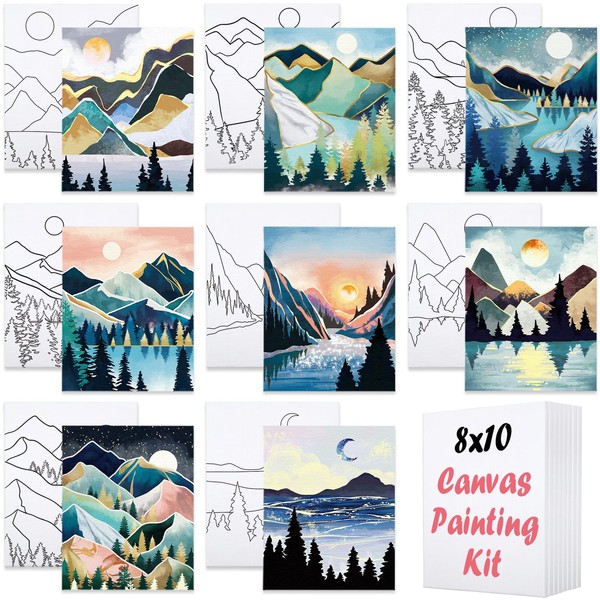 VOCHIC 8 Pack Pre Drawn Canvas for Painting for Adults,