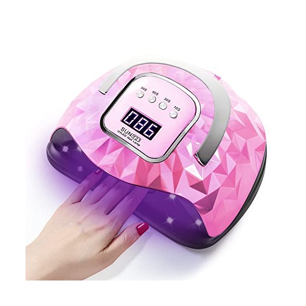 248W UV Led Nail Lamp, BEENLE Upgrade 60 Led Beads Nail Dryer for Gel Polish with LCD Display, Auto Sensor and 4 Timer Settings, Professional Gel Curing Lamp Gel Polish Light for Home Salon (Pink)