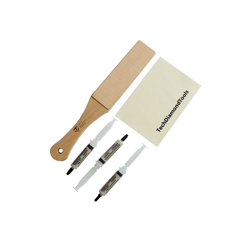 TechDiamondTools Knife Sharpening Kit, 11” Long Leather Paddle Strop for