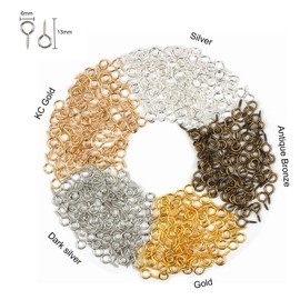 HUIHUIBAO 100 Pieces Small Screw Eyes Pin Hook for DIY Crafts, 6 x 13mm (Dark Silver)