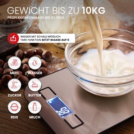 Digital Kitchen Scales 10 kg - High Precision Measurement up to 1 g, Tare Function, Digital Scales Letter Scales with Large LCD Display Made of Stainless Steel Surface, Cooking Baking for Kitchen or
