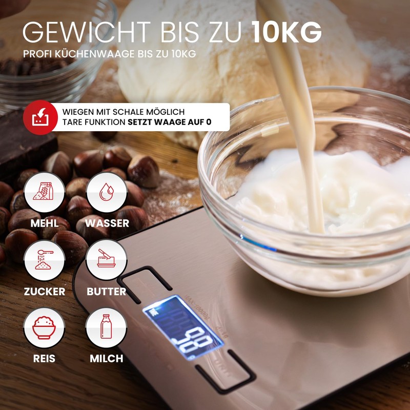 Digital Kitchen Scales 10 kg - High Precision Measurement up