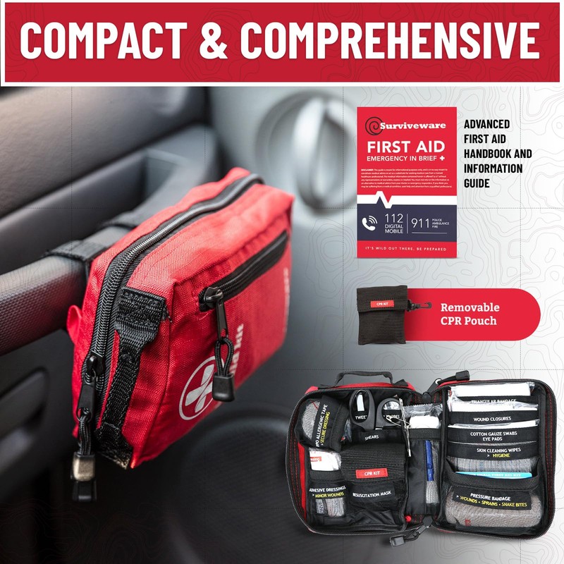 Surviveware 98 Pcs Comprehensive Premium Survival First Aid Kit -