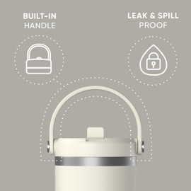 Hydrapeak Nomad 32 oz Tumbler with Handle and Straw Lid, Leakproof, Double Insulated, 32oz Cup Stainless Steel (Ivory)
