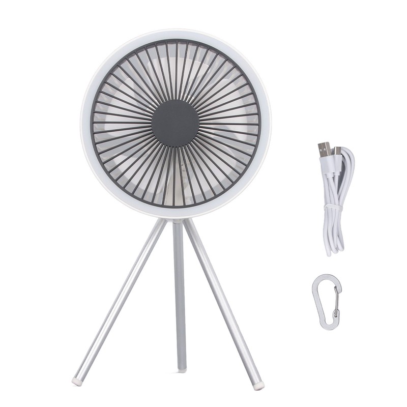 Tripod Desk Fan with Light USB Rechargeable Battery Operated 3