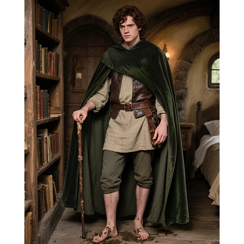 keland Medieval Cape with Hood Renaissance Hooded Cape Hobbit Costume