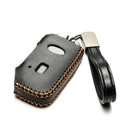 Vitodeco Genuine Leather Smart Key Fob Case Compatible for Kia Soul, Seltos, Sportage, NIRO, Sorento, Telluride, Rio, Forte, K5, Stinger 2019-2022 (5-Button, Black)