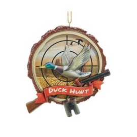 The Bridge Collection Duck Hunt Bullseye Ornament - 3.5" Resin Duck Hunting Christmas Tree Ornament - Outdoor Sportsman Holiday Ornament - Duck with Hunting Accessories Holiday Decor