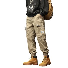 XYXIONGMAO Multi Pocket Cargo Pants for Men Japanese High Street Pants Drawstring Cargo Pants for Men Hip Hop Sweatpants(Brown,XL)