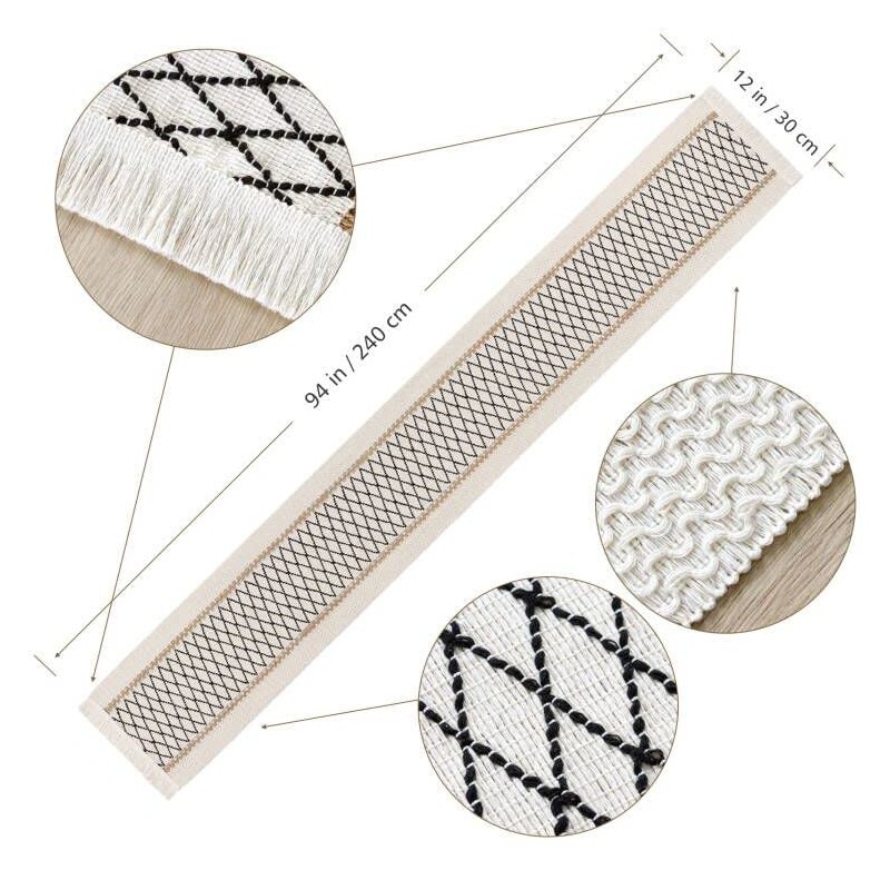 LOMOHOO Macrame Table Runner 94 Inch Beige Boho Table Runner
