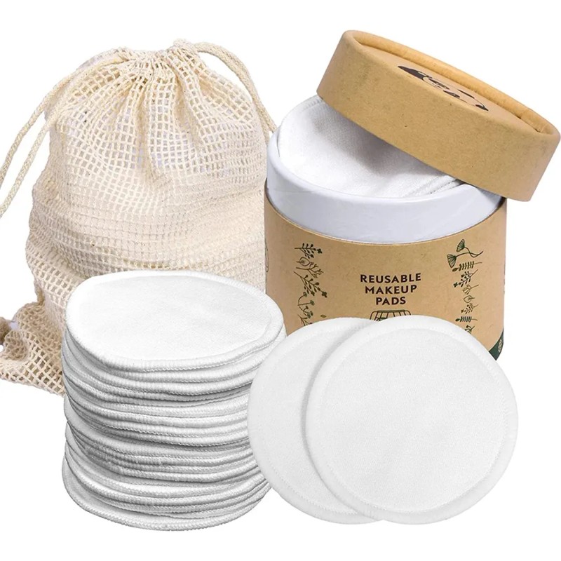 20pcs Pads Discos Desmaquillantes Reutilizables Fibra Bambu