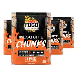 FOGO Mesquite Wood Chunks for Grilling and Smoking, Bold Southwest BBQ Flavor for Charcoal and Gas Grills, Made in USA, 3.85 lb Bag, 4-Pack