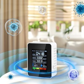 Air Quality Monitor, 5 in 1 Portable Quality Tester, CO2 Detector Air Quality Monitor Indoor, for CO2 | TVOC | HCHO | Temp Humi for Home, Cars Plants,Hotel, Office