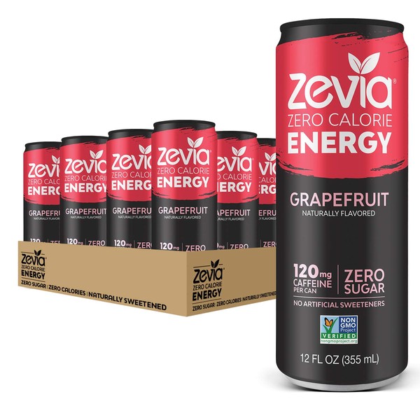 Zevia Zero-Calorie Energy Drink, Grapefruit, 12 Ounce Cans (Pack of 12)