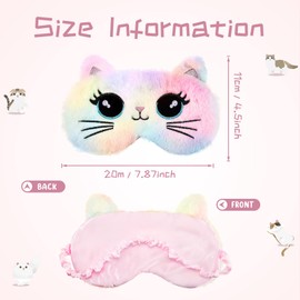 Geyoga Sleep Mask for Kids, Girls Plush Sleeping Eye Cover 3 Pieces Soft Eye Blindfold Sleep Cover Animal Shade for Kids(Colorful,Cat Style)